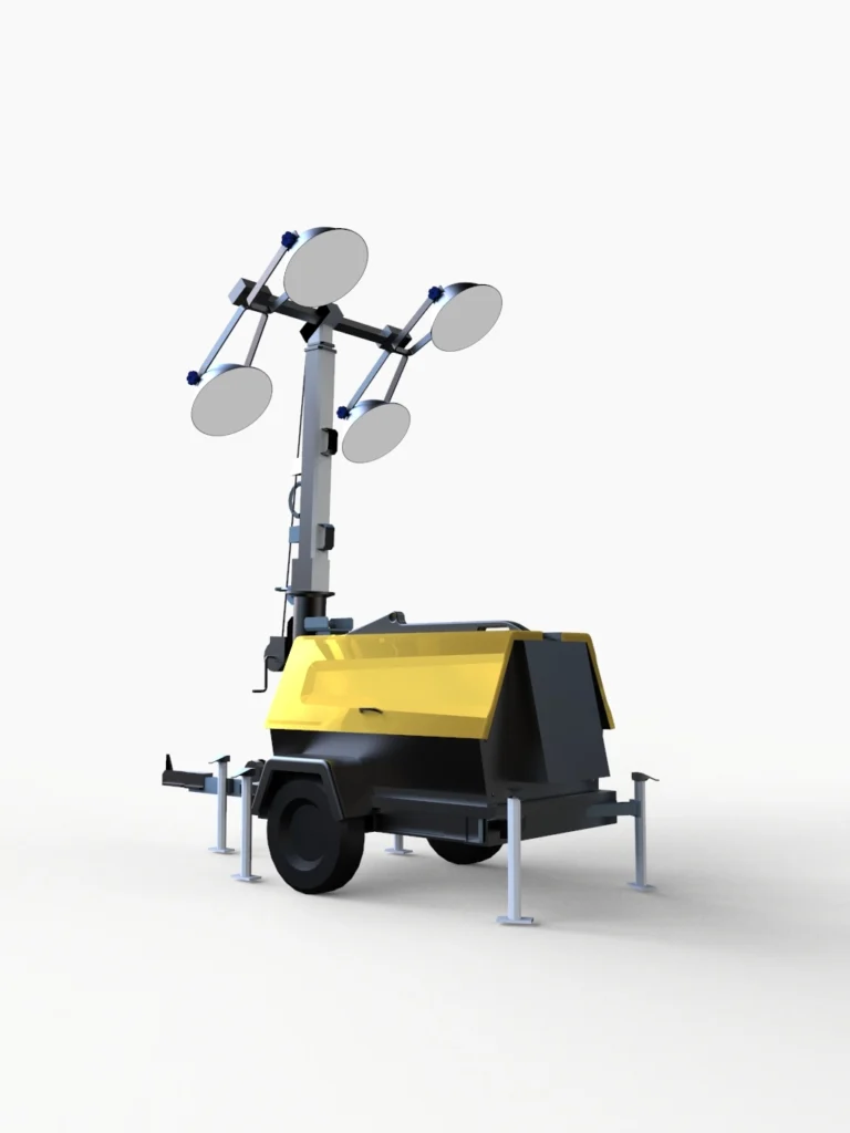 Halogen Lichtmast mit Teleskopmast und Diesel Generator