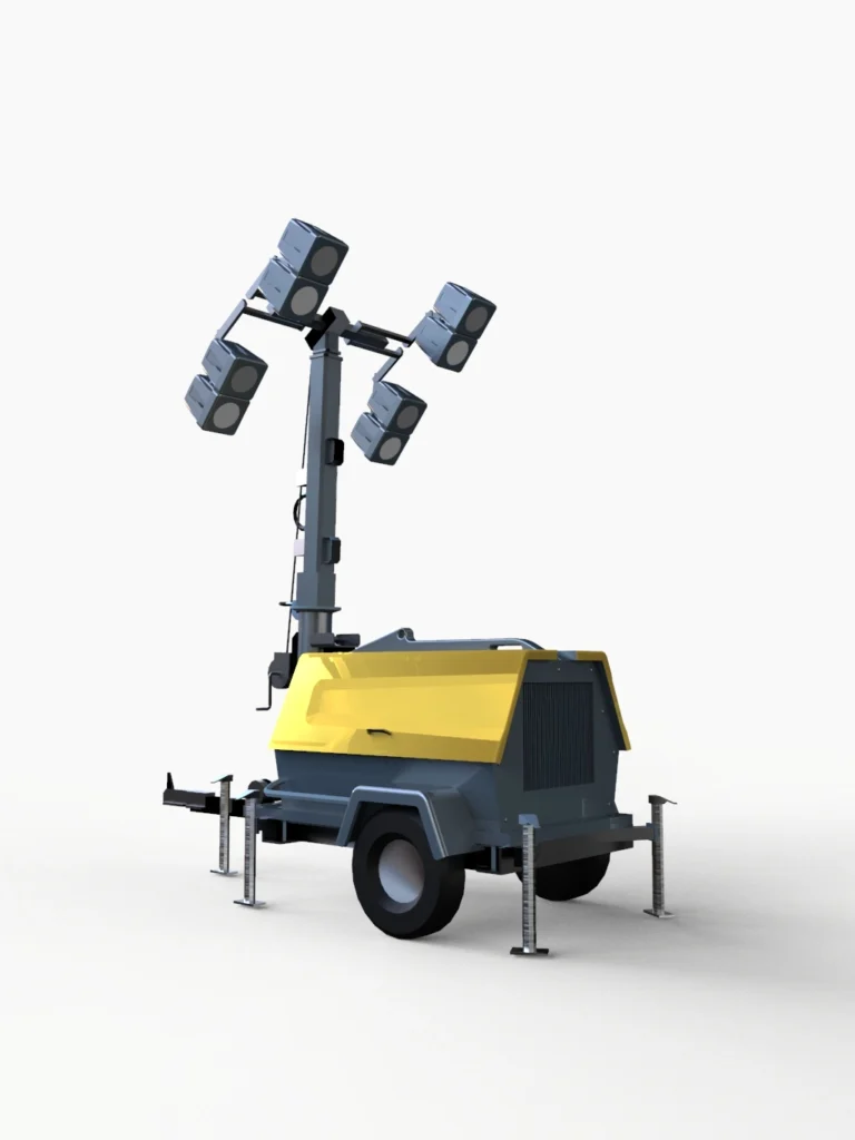 LED Lichtmast mit Teleskopmast und eingebautem Diesel Generator